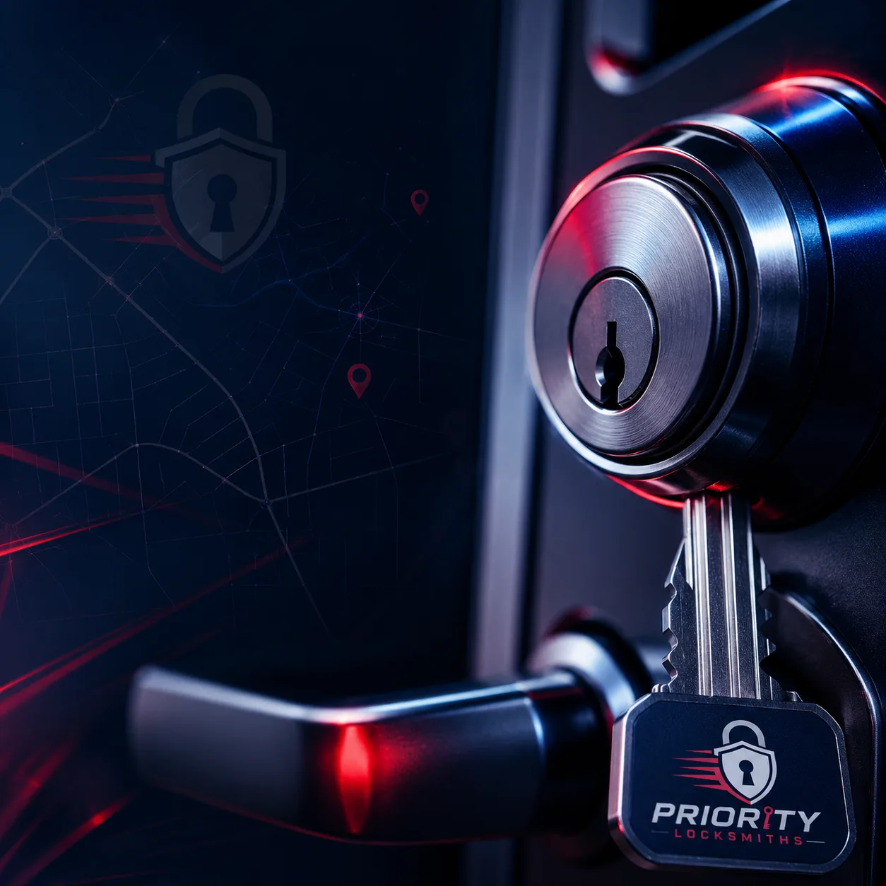 Close-up of a high-security door lock